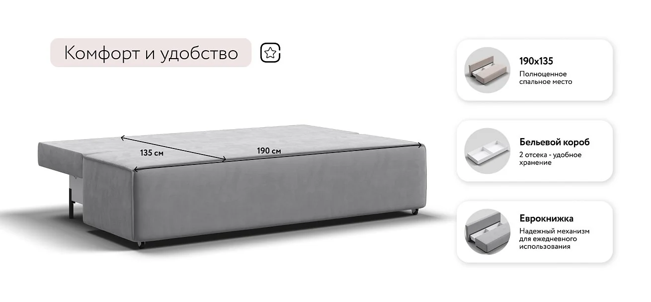 Диван Лофт Мини Велюр Монолит сталь