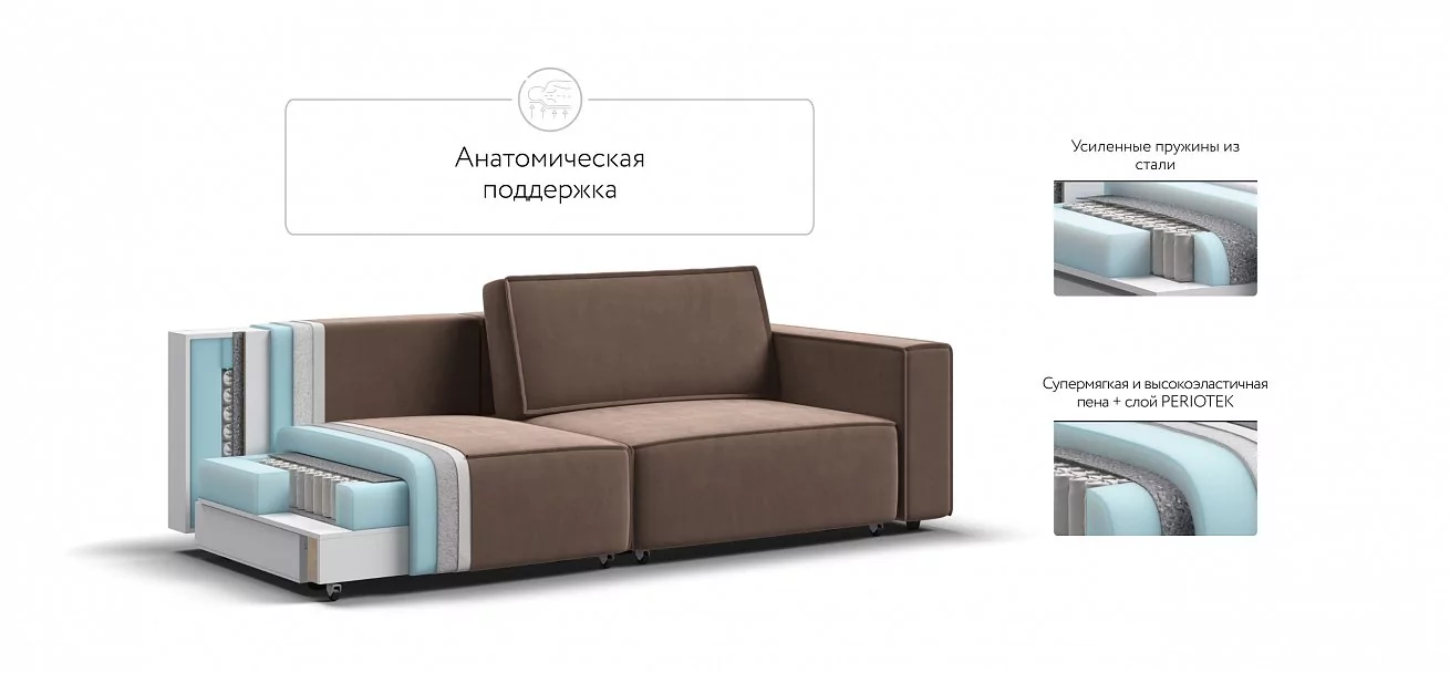 Диван Босс Софт Модуль Велюр Монолит мокко