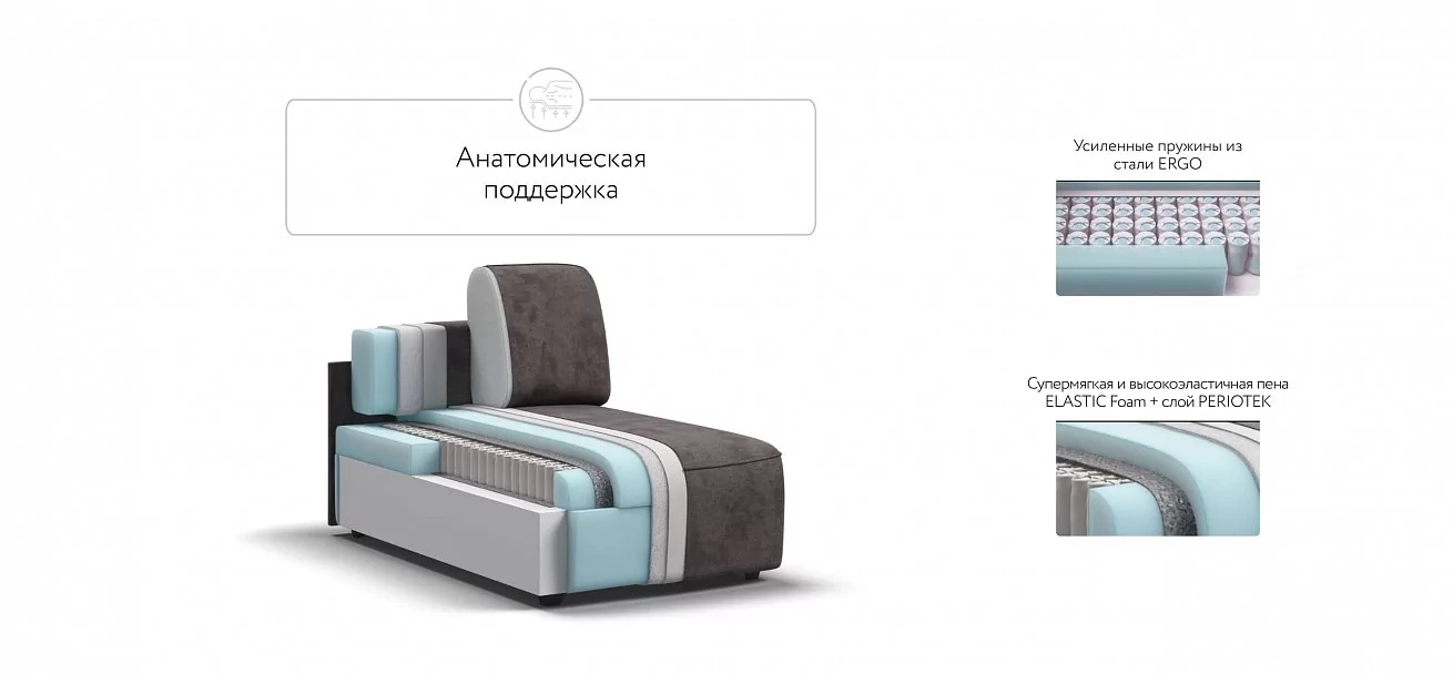 Кинг Модуль оттоманка Велюр Алькантара серый